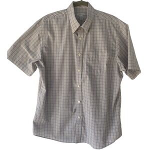 28B Van Heusen‎ No Iron Plaid Short Sleeve Button Up Shirt Men's L/G